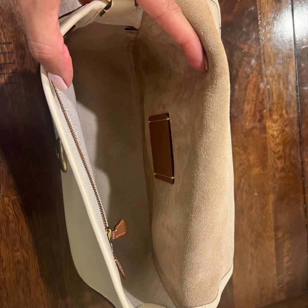 Cream Leather Shoulder Bag - Picture 8 of 14